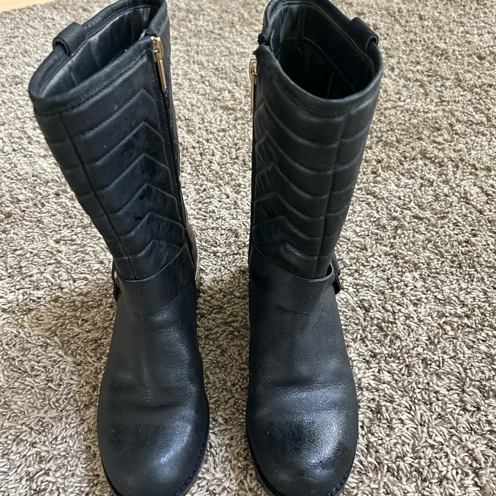 Vince Camuto Black Heeled Boots with Rugged Sole